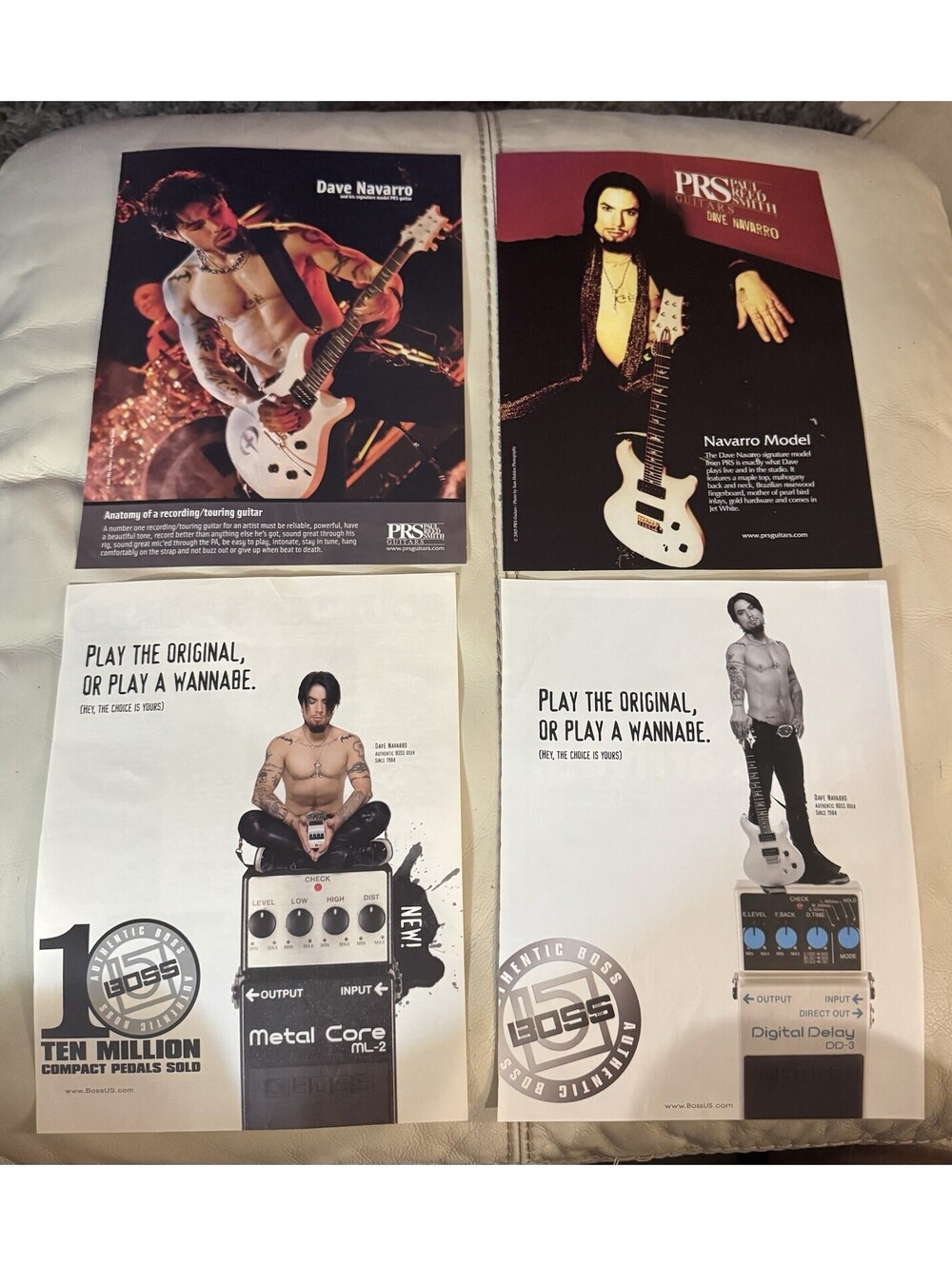 Vintage Dave Navarro Print Ad Lot (4 Pages) -PRS Guitars & Boss Pedals (2005-07)